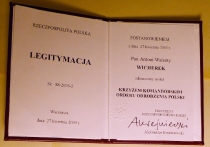 Krzyż Komandorski Orderu Odrodzenia Polski - legitymacja (27 kwietnia 2005)