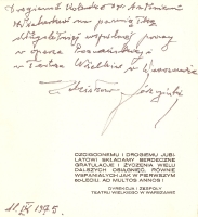 Dedykacja Zdzisława Górzyńskiego dla Antoniego Wicherka (11 września 1975)