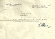 List od Jerzego Katlewicza, dyrektora Państwowej Filharmonii w Poznaniu, po koncercie (24 lutego 1961)