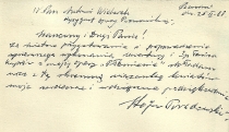 Bilecik od Stefana Poradowskiego po prawykonaniu fragmentów jego opery Płomienie (Poznań, 25 lutego 1961)