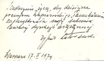 Bilecik od Zygmunta Latoszewskiego po premierze Tannhäusera w Teatrze Wielkim w Warszawie (17 lutego 1974)