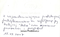 Bilecik od Janusza Pietkiewicza po wznowieniu spektaklu Halka w Teatrze Wielkim - Operze Narodowej (15 marca 2007)