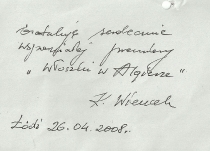 Bilecik od Kazimierz Wiencka po premierze Włoszki w Algierze w Teatrze Wielkim w Łodzi (26 kwietnia 2008)