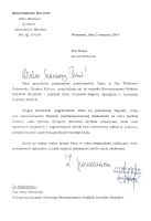 List w sprawie przyznania Nagrody Specjalnej przez Ministra Kultury (3 sierpnia 2004)