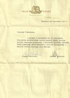 List z Teatru Polskiego w Warszawie z gratulacjami objęcia funkcji kierownika artystycznego Teatru Wielkiego w Warszawie (4 września 1973)