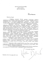 List z gratulacjami z okazji 50-lecia pracy artystycznej od Ministra Kultury, Waldemara Dąbrowskiego (21 listopada 2004)