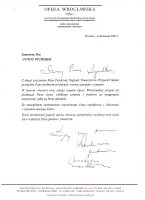 List gratulacyjny od Ewy Michnik, dyrektor Opery Wrocławskiej (24 kwietnia 2009)