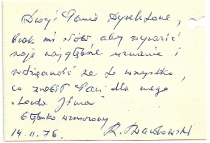 Bilecik od Romualda Twardowskiego do Antoniego Wicherka - po prapremierze Lorda Jima w Teatrze Wielkim w Łodzi (14 lutego 1976)