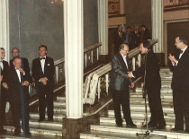Mazepa - Antoni Wicherek, Janusz Pietkiewicz i wicepremier Grzegorz Kołodko - po premierze: Teatr Narodowy w Warszawie, 24 lutego 1996, fot. Juliusz Multarzyński