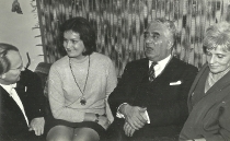 Spartakus - po premierze: Teatr Wielki w Warszawie, 2listopad 1968 - od lewej: Antoni Wicherek, Hanna Lisowska, Aram Chaczaturian, pani Karużas