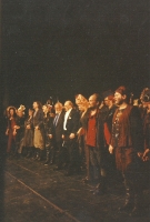 Ubu Rex - wykonawcy, w środku Krzysztof Penderecki i Antoni Wicherek - spektakl: Eindhoven, 10 kwietnia 1996