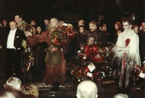 Widma - Antoni Wicherek, Ryszard Morka, Andrzej Hiolski, Andrzej Seweryn - premiera: Teatr Narodowy w Warszawie, 26 listopada 1996, fot. Juliusz Multarzyński