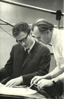 Antoni Wicherek i Krzysztof Meyer - podczas nagrania Cyberiady (kwiecień 1971)