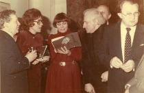 Delfina Ambroziak, Elżbieta Dastych-Szwarc, Dżansug Kachidze, Antoni Wicherek - po premierze Cyganerii: Teatr Wielki w Warszawie (14 grudnia 1980)