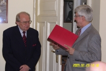 Uroczystość z okazji 80. urodzin Antoniego Wicherka: siedziba SPAM, 23 lutego 2009 - Antoni Wicherek i Jerzy Noworol