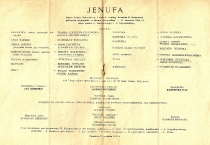 Jenufa - wkładka obsadowa - premiera: Opera we Wrocławiu, 31 grudnia 1953