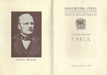 Paria - strona tytułowa programu - premiera: Państwowa Opera w Poznaniu, 13 lipca 1958