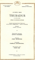 Trubadur - wkładka obsadowa - premiera: Teatr Wielki w Warszawie, 9 maja 1970