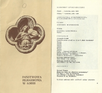 Koncerty 3 i 4 grudnia 1975 - Filharmonia w Łodzi - program