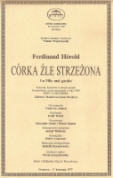 Córka źle strzeżona - wkładka obsadowa - premiera: Teatr Wielki w Warszawie, 17 kwietnia 1977