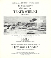 Halka, Djävlarna i Loudon - okładka programu - gościnne spektakle Teatru Wielkiego z Warszawy w Sztokholmie, 21-28 stycznia 1978