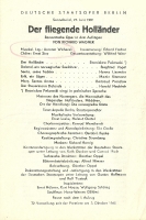 Der fliegende Holländer - wkładka obsadowa - spektakl: Deutsche Staatsoper Berlin, 27 czerwca 1981