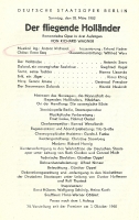 Der fliegende Holländer - wkładka obsadowa - spektakl: Deutsche Staatsoper Berlin, 28 marca 1982