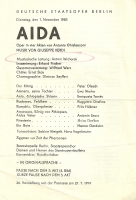 Aida - obsada - spektakl: Deutsche Staatsoper Berlin, 1 listopada 1983