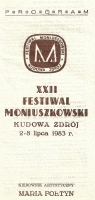 XXII Festiwal Moniuszkowski - Kudowa Zdrój, 2-8 lipca 1983 - okładka programu