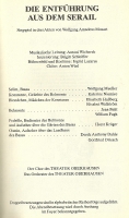 Die Entführung aus dem Serail - obsada - premiera: Theater Oberhausen, 21 grudnia 1984