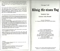 König für einen Tag - strona tytułowa programu - premiera: Theater Oberhausen, 10 października 1986