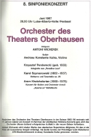 Koncert - program - Oberhausen, 20 czerwca 1987