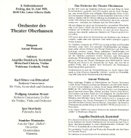 Koncert - program - Oberhausen, 16 czerwca 1989