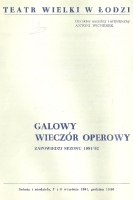 Galowe wieczory operowe - Teatr Wielki w Łodzi, 7 i 8 września 1991 - okładka programu