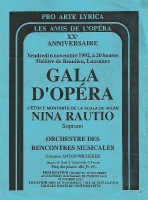 Gala d'opéra - Lozanna, 6 listopada 1992 - ulotka