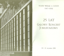 25 lat - Galowy Koncert Jubileuszowy - Teatr Wielki w Łodzi, 19 i 21 stycznia 1992 - strona tytułowa programu