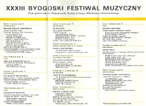 XXXIII Bydgoski Festiwal Muzyczny, 5-15 września 1995 - program