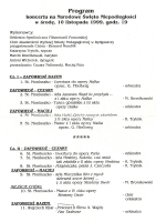 Koncert na Narodowe Święto Niepodległości - Filharmonia Pomorska, 10 listopada 1999 - program