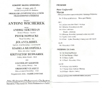 Mazepa - program - wykonanie koncertowe: Kościół ewangelicki św. Mateusza w Łodzi, 11 maja 2001