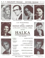 Halka - okładka programu - Kanada-USA, październik 1988